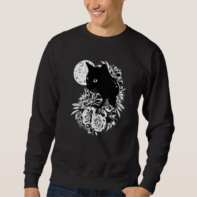 Moletom Gatos Pretos De Flores Noturnas De Gato 1 (Frente)