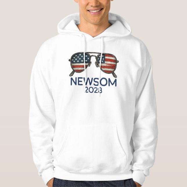 Moletom Gavin Newsom 2028 Para O Presidente Sunglass (Frente)