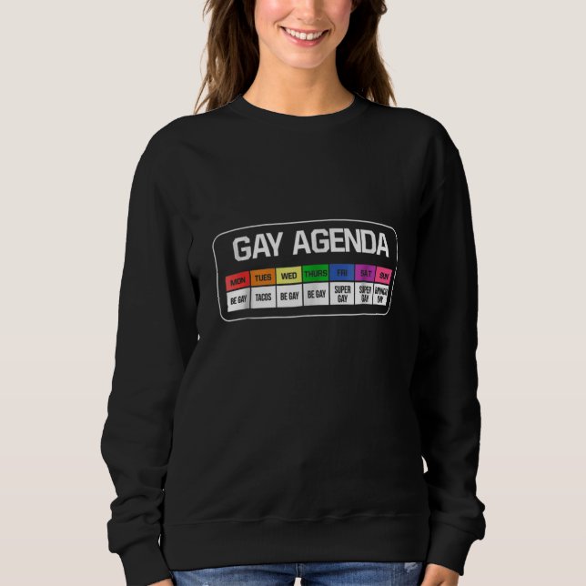 Moletom Gay Agenda  Rainbow Week LGBT Tacos Brunch Tee (Frente)