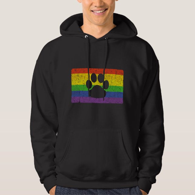 Moletom Gay Furry Pride Fandom Paw Rainbow LGBT Flag Gift (Frente)