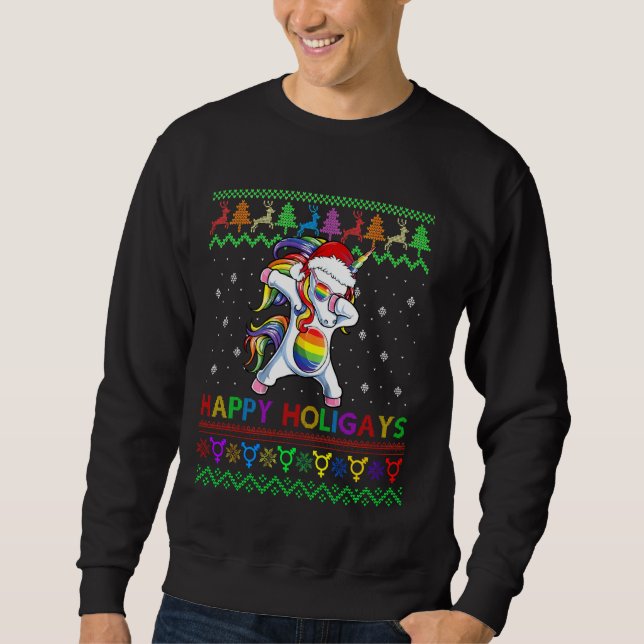 Moletom Gay Natal Sweater Holigays Felizes Rainbow Dabbi (Frente)