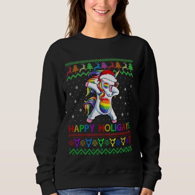 Moletom Gay Natal Sweater Holigays Felizes Rainbow Dabbi (Frente)