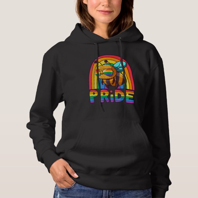 Moletom Gay Pride Bee LGBT Cute Bee Rainbow LGBT Gay Ally  (Frente)