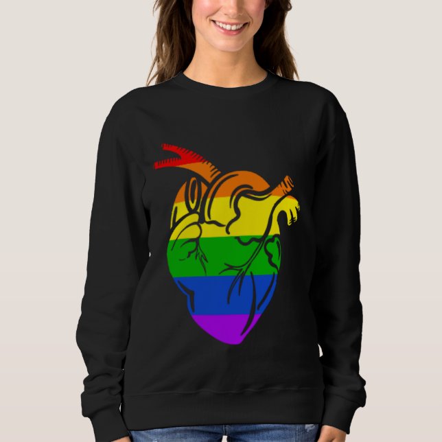 Moletom Gay Pride Flag Heart LGBTQ Trans Lesbian Queer Pri (Frente)