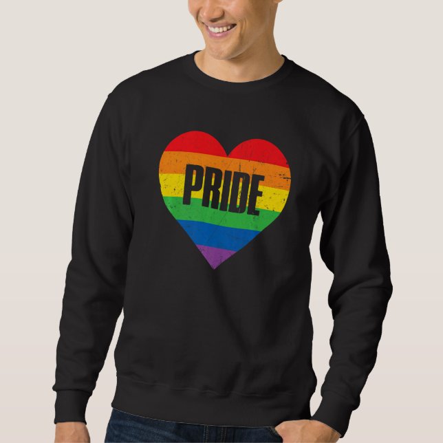 Moletom Gay Pride Heart Rainbow Flag LGBT LGBTQ Lesbian Bi (Frente)