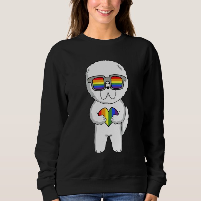 Moletom Gay Pride LGBT Rainbow - Dog Breed Bichon Frize -  (Frente)