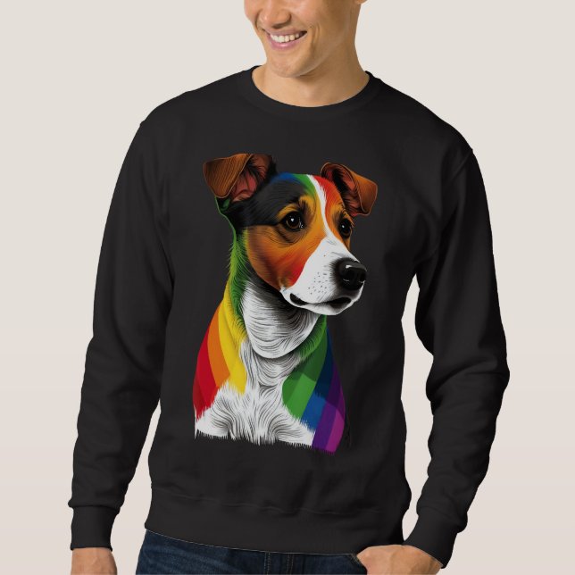 Moletom Gay Pride LGBT Rainbow Flag on Jack Russell Terrie (Frente)