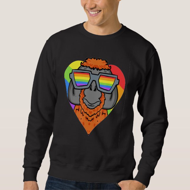 Moletom Gay Pride LGBT Rainbow -Urangutan Monkey - LGBT He (Frente)