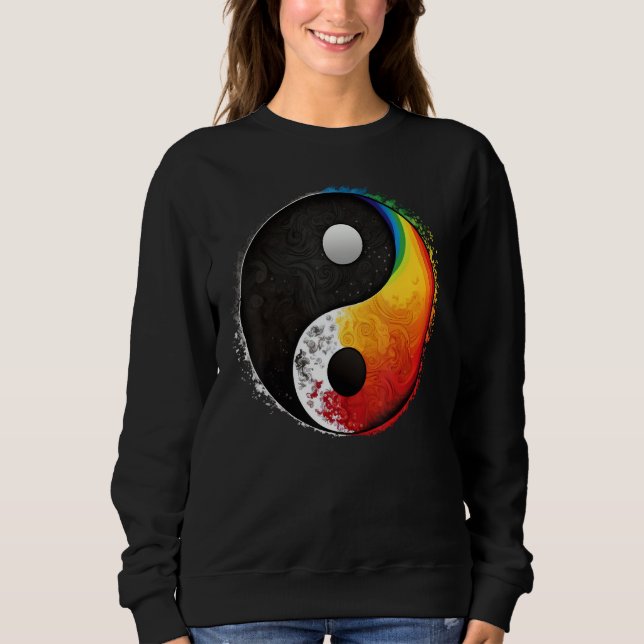 Moletom Gay Pride Yin Yang Symbol on LGBTQ Taijitu Yin Yan (Frente)