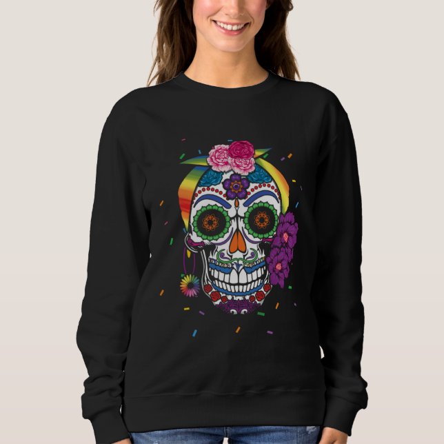Moletom Gay Rainbow El Dia De Los Muertos LGBTQ LGBT Pride (Frente)