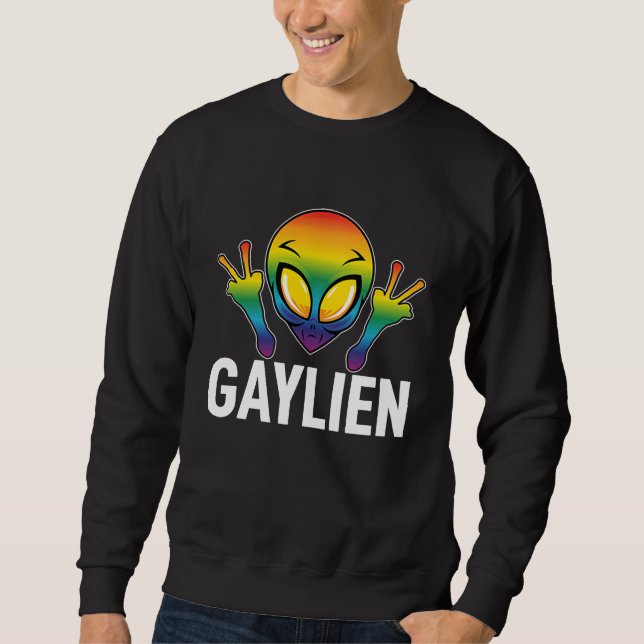 Moletom Gaylien Gay Alien We are all Human Rainbow Colour (Frente)