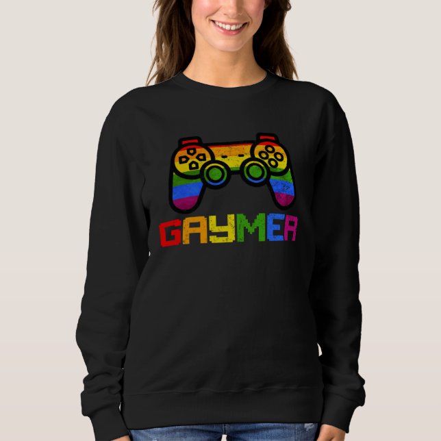 Moletom Gaymer Gamer Gay Pride LGBT  Lesbian Rainbow Flag (Frente)