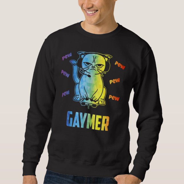 Moletom Gaymer Lgbt Cat Pride Rainbow Video Game (Frente)