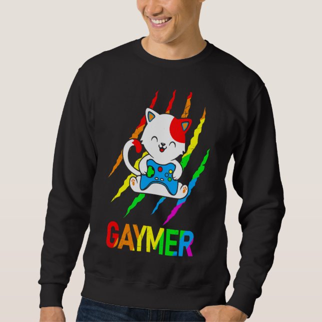 Moletom Gaymer Lgbt Cat Pride Rainbow Video Game (Frente)