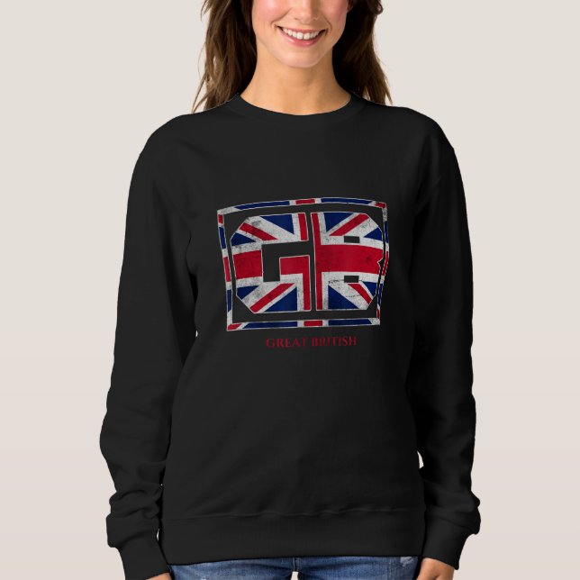 Moletom GB Great British with UK Flag Illustration Graphic (Frente)