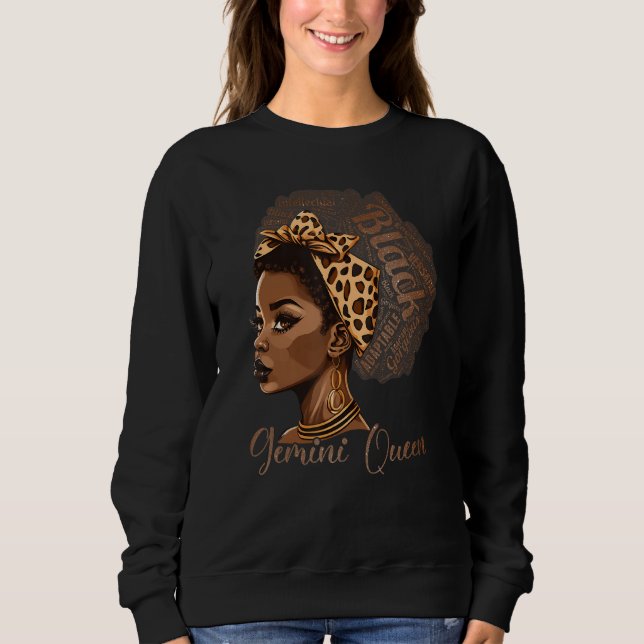 Moletom Gemini Queen Leopard Afro Melanin Zodiac Horoscope (Frente)