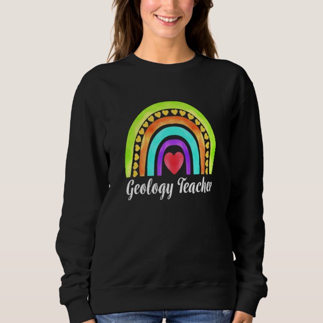 Moletom Geology Teacher Hearts & Rainbows (Frente)