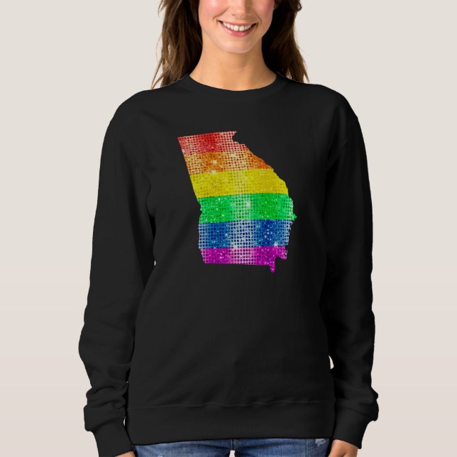 Moletom Geórgia Gay Orgulho do Arco-Íris Mapa do Sinalizad (Frente)