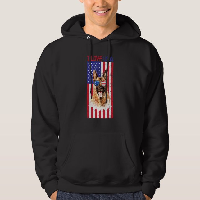 Moletom German shepherd Cão 4 De Julho Teus American Flag (Frente)