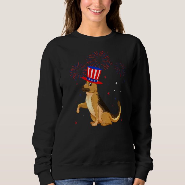 Moletom German shepherd Cão Vermelho Branco Azul Fogos de  (Frente)