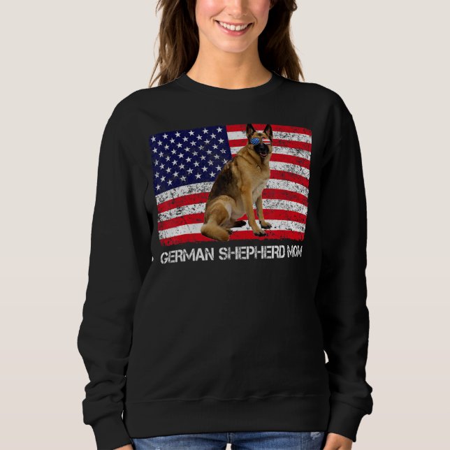 Moletom German shepherd de óculos solares Mãe Bandeira Ame (Frente)