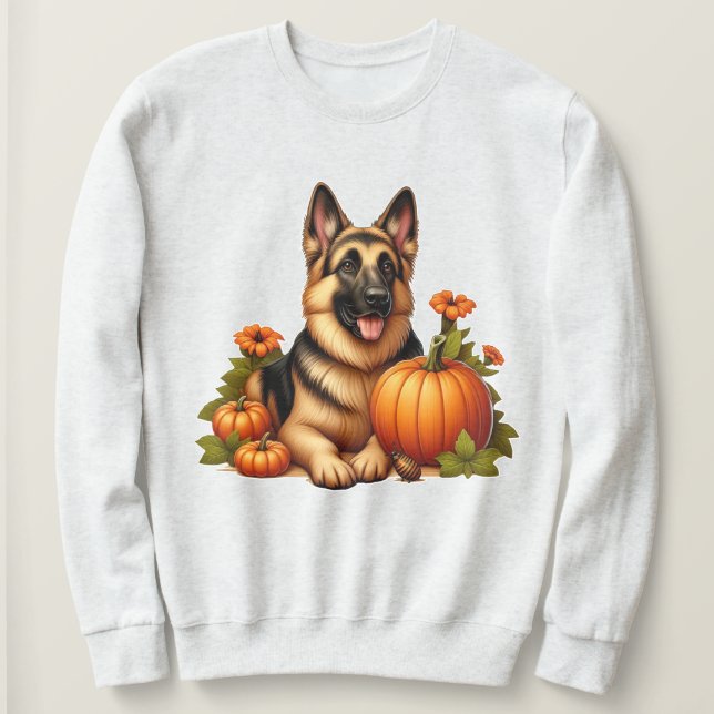 Moletom German shepherd Descansado com Bombas e Flores (Frente do Design)