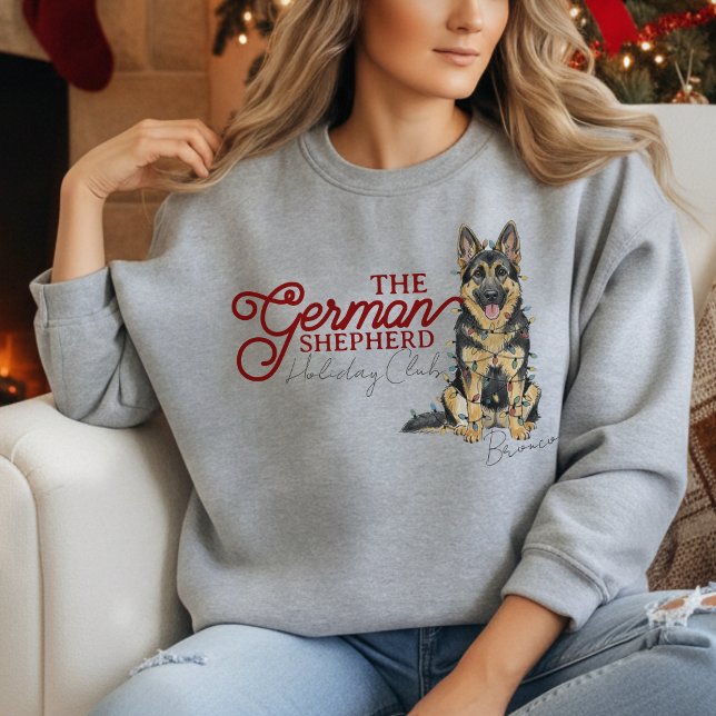 Moletom German shepherd do Clube de Férias de Natal Person (Elevate your holiday shopping apparel with this Custom Christmas German Shepherd sweatshirt!)