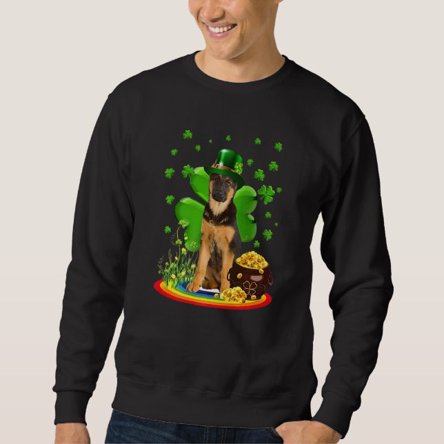 Moletom German Shepherd Dog Shamrock St Patricks Day Dog I (Frente)