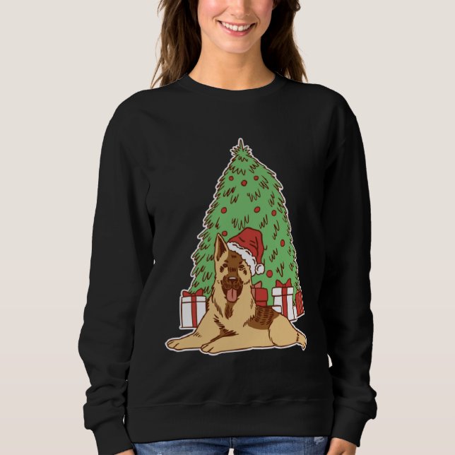 Moletom German Shepherd Dog with Christmas Tree and (Frente)