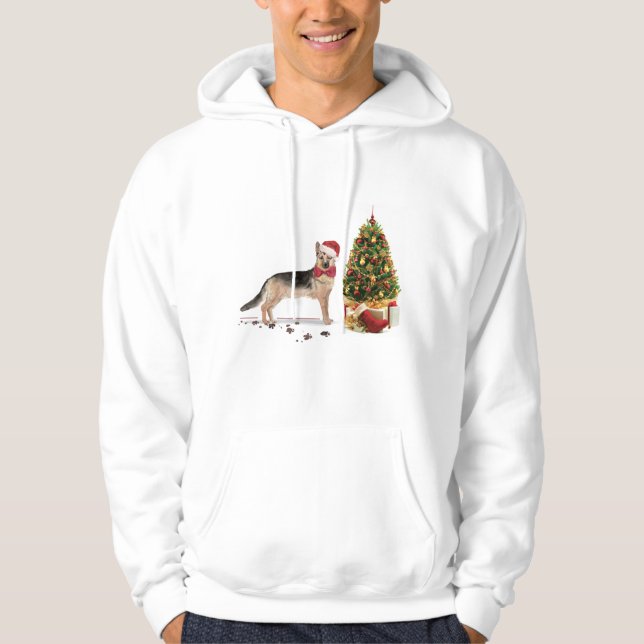 Moletom German shepherd Engraçado Cachorro de Natal com Ár (Frente)