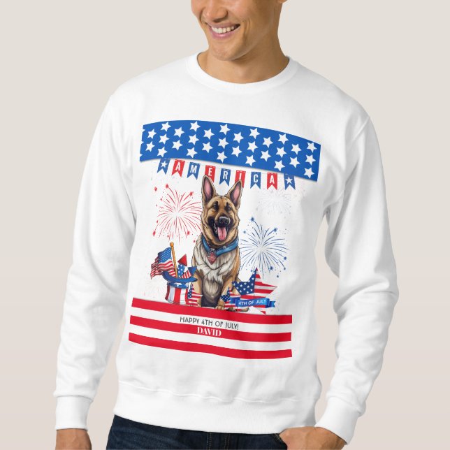 Moletom German shepherd Feliz Dia 4 De Julho Da Independên (Frente)