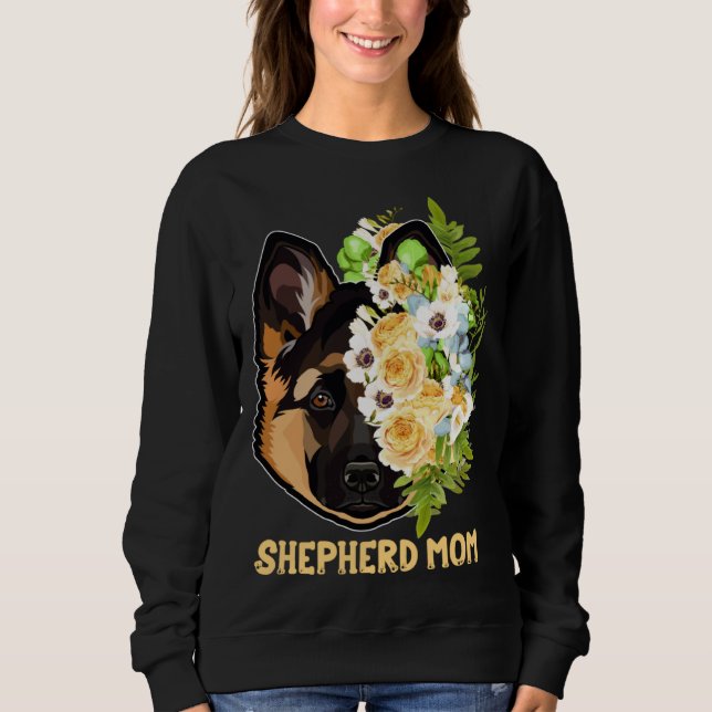 Moletom German Shepherd Mom Flowers Apparel Shepherd Mama  (Frente)