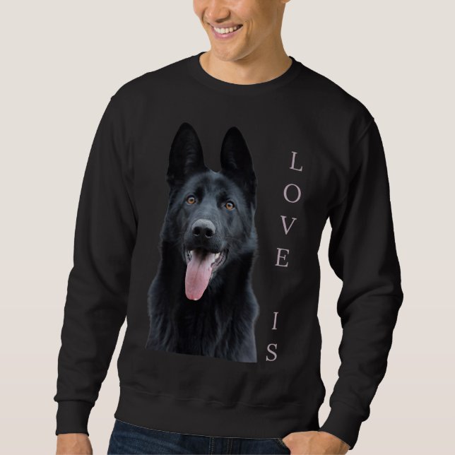 Moletom German shepherd Negra Cachorro Cachorro Mãe Pai Am (Frente)