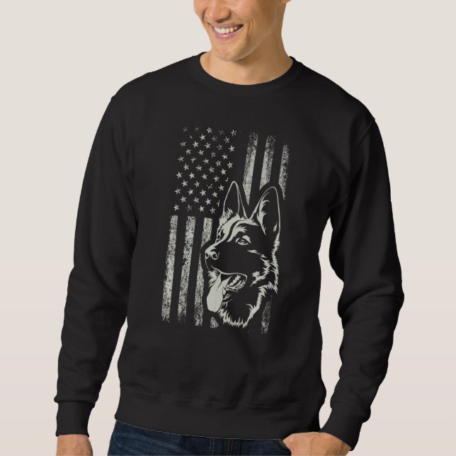 Moletom German shepherd Patriótico - Cão de Bandeira Ameri (Frente)