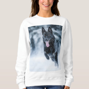Moletom German shepherd preto no Cobrir da escova de neve