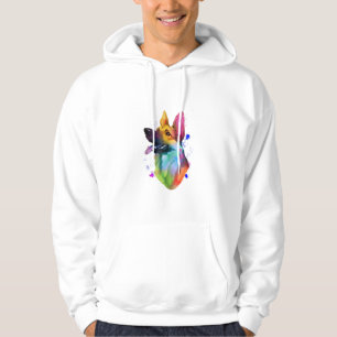 Moletom German shepherd Rainbow Watercolor Paint Splatter