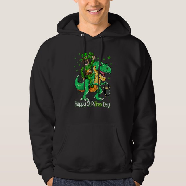 Moletom German Shepherd Riding Dinosaur Patricks Day Shamr (Frente)