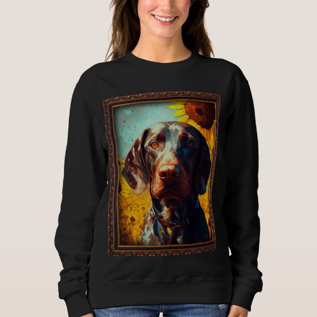 Moletom German Shorthaired Pointer Painting Sunflower Flow (Frente)