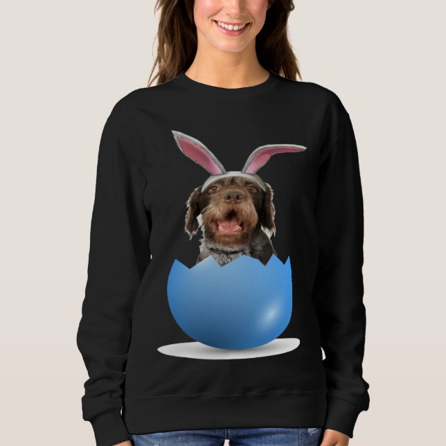 Moletom German Wirehaired Pointer Dog Easter Bunny Egg Hun (Frente)