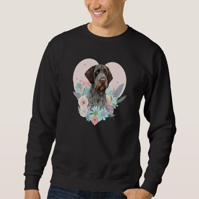 Moletom German Wirehaired Pointer Mom Valentines Day Flora (Frente)