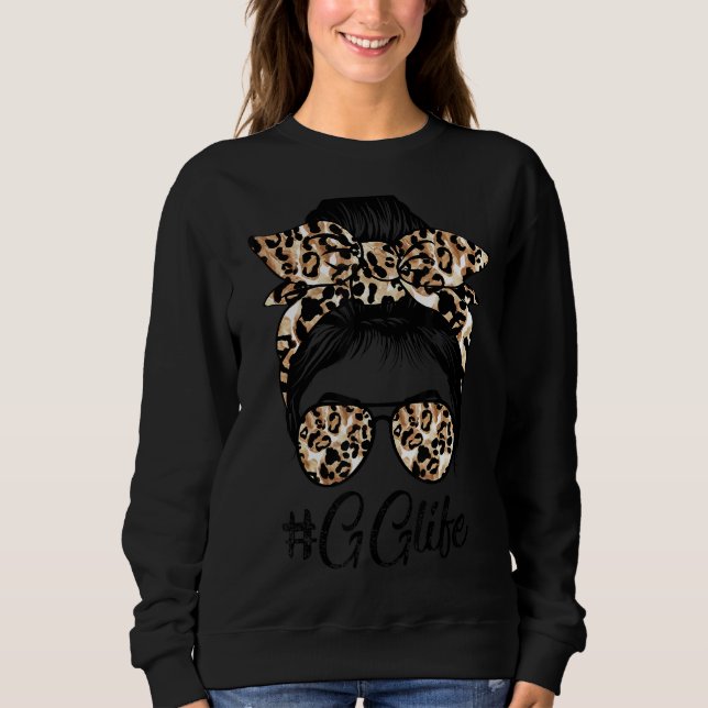 Moletom Gg Life Messaging Hair Bun Leopard Dia de as mães (Frente)