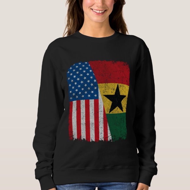 Moletom Ghanaian American Flag Half USA Ghana Root Proud (Frente)