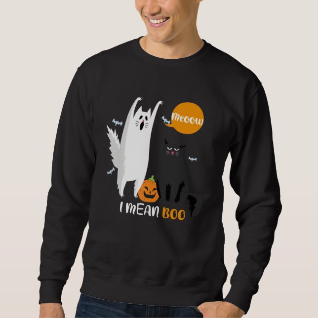 Moletom Ghost Cow Meow I Mean Boo Moon Halloween 2021  Cat (Frente)