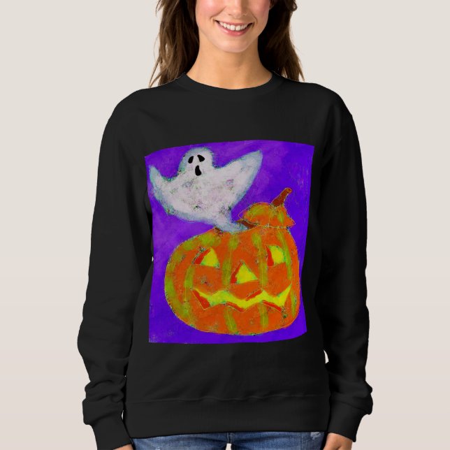 Moletom Ghost Pumpkin Abstrato Halloween Art para Vestir (Frente)