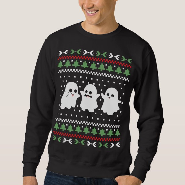 Moletom Ghosts Halloween Christmas Ugly Sweater (Frente)