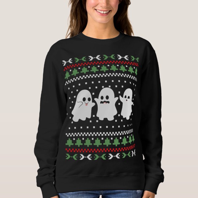 Moletom Ghosts Halloween Christmas Ugly Sweater (Frente)