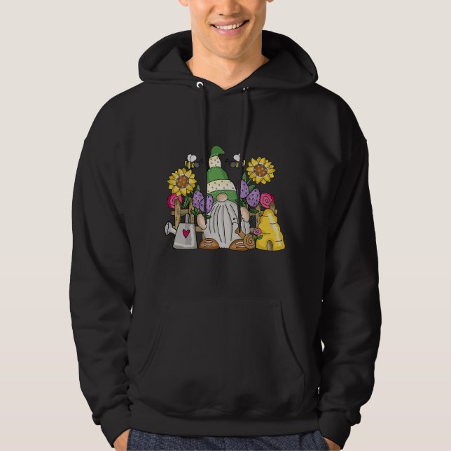Moletom Gif de Gnomo de Jardim de Flores Fofo com Abelhas  (Frente)
