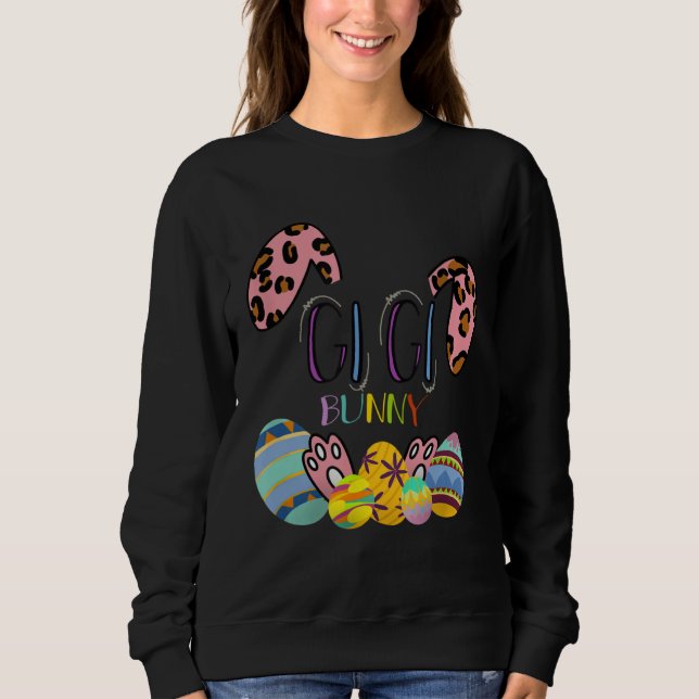 Moletom Gigi Bunny Leopard Rabbit Mommy Grandma Easter Mot (Frente)