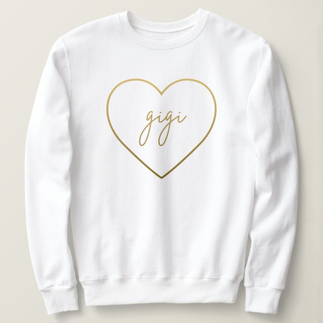 Moletom Gigi Elegante Ouro Gradient Heart Gift (Frente do Design)