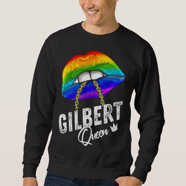 Moletom Gilbert Queen LGBTQ Gay Pride Flag Lips Rainbow Me (Frente)